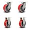 Service Caster 8 Inch Heavy Duty Red Poly on Cast Iron Caster Swivel Locks 2 Rigid SCC, 2PK SCC-KP92S830-PUR-RS-BSL-2-R-2 - alternate 1